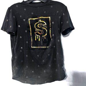 Phat Farm 3d Gold Vintage Shirt Black Money Tee  Size Medium y2k Relief rare